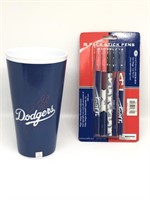 Dodgers Plastic Cup and Pack of 5 Stick Pens