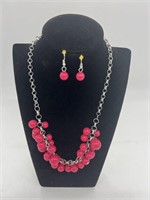 Silver and Pink Gum Ball Necklace Set