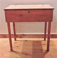 Antique Canadiana Pine Side Table With Storage