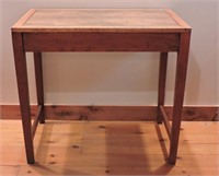 Antique Burled Top Side Table - Glass Top Protecto