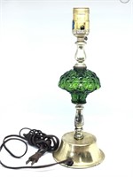 Vintage Glass Blown Lamp, Green and Gold, Mid