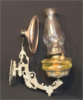 Antique Victorian Bracket Oil Lamp with Reflector