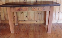 Canadiana Rustic Wood Table - 2 Drawer