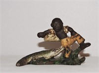 Vintage Figural Bottle Opener - Boy & Alligator