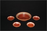 Vintage Glazed Terracotta / Redware Salad Bowl Set