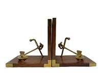 Wooden Brass Anchor Bookends
