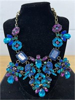 Charming Charlie Teal & Purple Statement Necklace