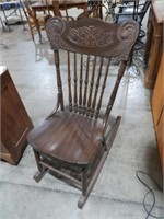 ANTIQUE CARVED PRESSED BACK ROCKER