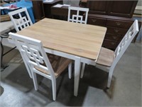 SOLID WOOD PAINTED DINING TABLE W/ (4) CHAIRS