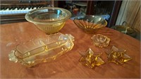 Amber serving bowl's, Divided dish, candle