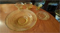 Amber depression glass, 12" serving bowl, one