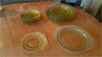 Amber depression glass, 6  8 in salads, 6 saucers