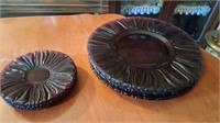 4 Violet 10" dinner plates , 4 Violet saucers
