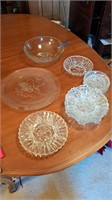 Fruit pattern pressed glass, large bowl is
