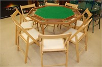 Folding Poker Table with 8 Folding Chairs