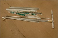 Various Metal Rulers and T-Square