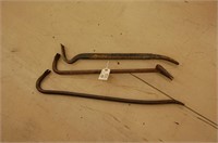 3 Large Iron Pry Bars/Nail Pullers