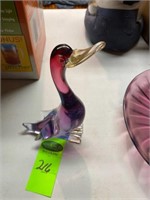 Vintage Hand Blown Art Glass Duck