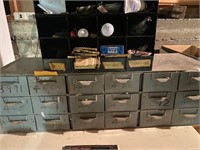 18 Metal Tool Cabinet w/Contents & Unit on Top