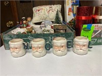 Vintage NOEL Santa Mugs & Misc Christmas