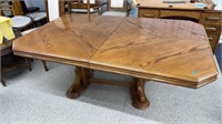 Contemporary Oak Pedestal Table w/Leaf (66" to