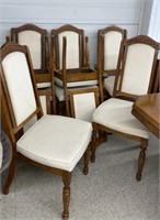 6 Contemporary Padded Oak Dining Chairs & 2