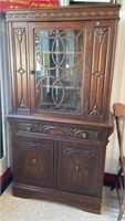 Vintage Oak China Cabinet (36"W x 15"D x 65"H)