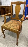 Oak Captain's Chair with Padded Seat.