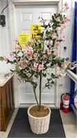 Artificial flowering tree in basket (72"H)