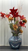 Large Vase (cracked) w/Artificial flowers