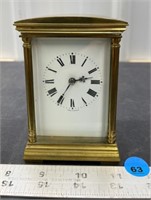 Brass Desk Clock (France, 3"W x 4.5"H). Unknown