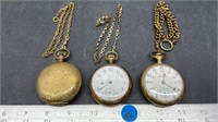 3 Pocket watches for parts or repair (unknown