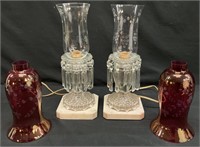 Pair Marble Base Mantle Lamps