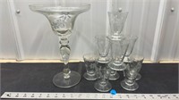 Etched glassware (may be some chipping), NO