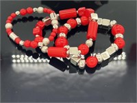 Red and Silver Stretch Bracelet