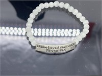 Silver and White Stretch Bracelet
