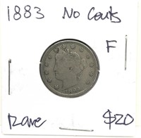 RARE 1883 Antique V Nickel coin graded