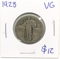 Vintage 1928 Standing Liberty Silver Quarter c