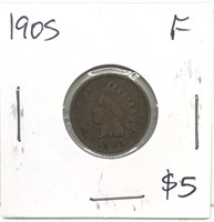 Antique 1905 Indian Head Penny coin graded