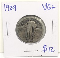 Vintage 1929 Standing Liberty Silver Quarter coin