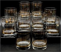 10 Vintage Gold Accented Highball Glasses