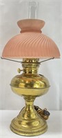 Vintage Rayo Oil Lamp w/ Pink Glass Shade