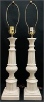 Pair of White Porcelain Column Lamps