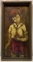 Framed Mid Century Artwork of Boy