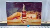 Decorative tin sign (8" x 12") - Coy Coke Girl