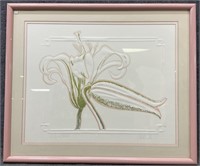 Lily & Bud Embossed Floral Art Signed