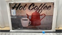 Decorative tin sign (8" x 12") - Hot Coffee