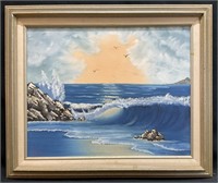 Ocean Scene Oil on Canvas Signed