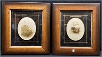 2pc Antique Instant Ancestors Framed Photographs