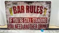 Decorative tin sign (8" x 12") - Bar Rules
